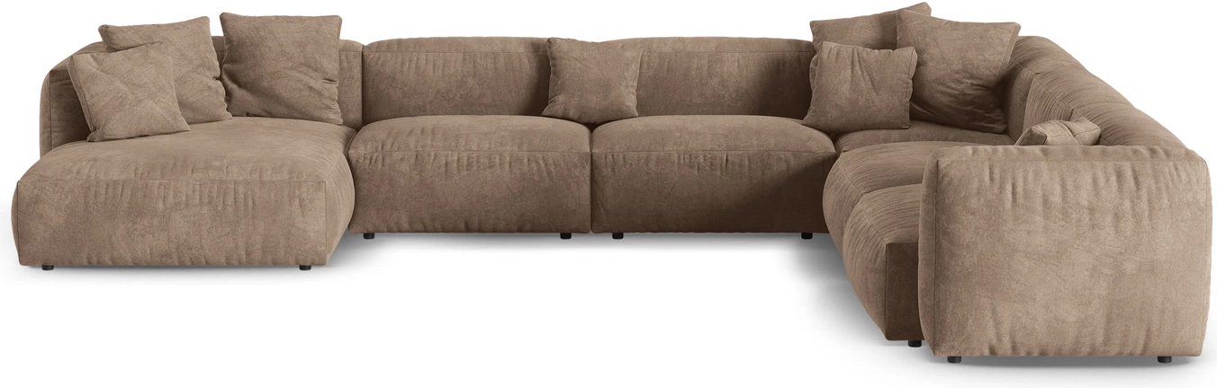 Chaiselongsofa Micadoni Martina Højrevendt Hjørnesofa Pers Velour Mørk Beige B420xd330xh75 Sædedybde