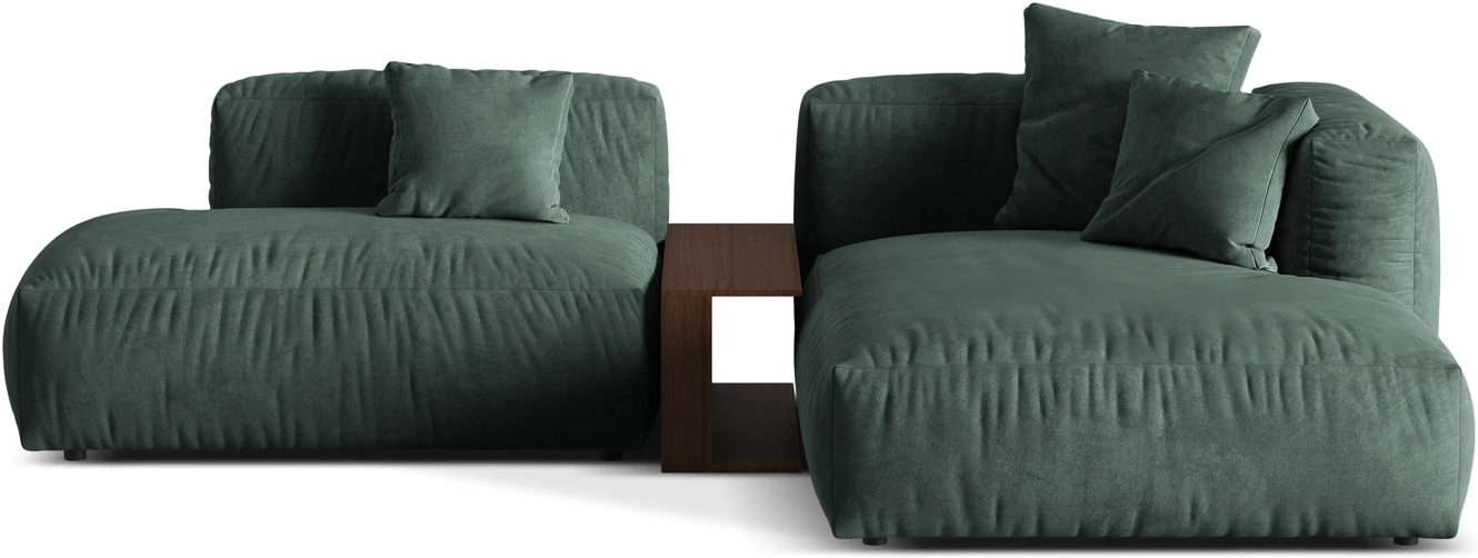 Chaiselongsofa Micadoni Martina Højrevendt Petrol Velour 285x176