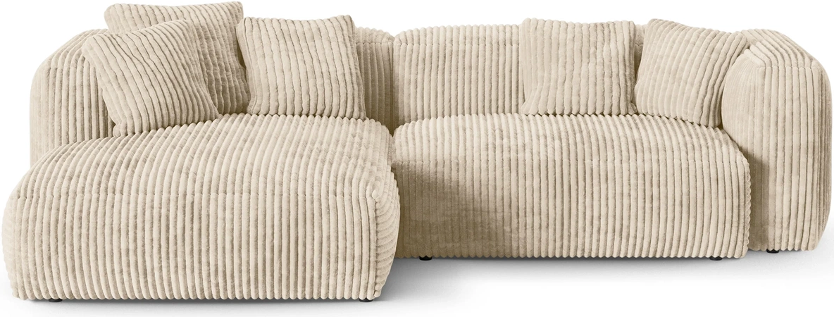 Chaiselongsofa Micadoni Martina Venstrevendt Hjørnesofa Lys Beige Ribvelour 280x176 Sædedybde
