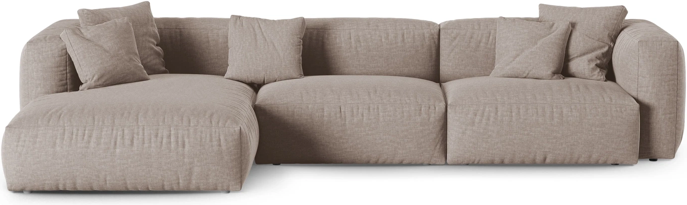 Chaiselongsofa Micadoni Martina Venstrevendt Hjørnesofa Mørk Beige Strukturstof Boston Trufa B330