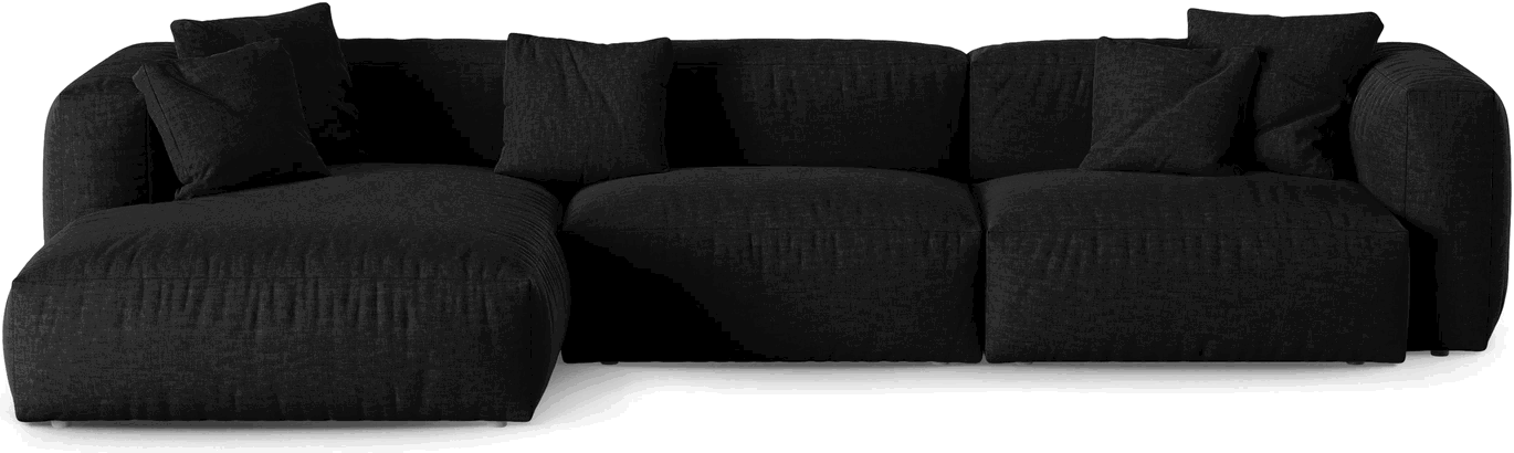 Chaiselongsofa Micadoni Martina Venstrevendt Hjørnesofa Pers Boston Strukturstof Sort 330x176