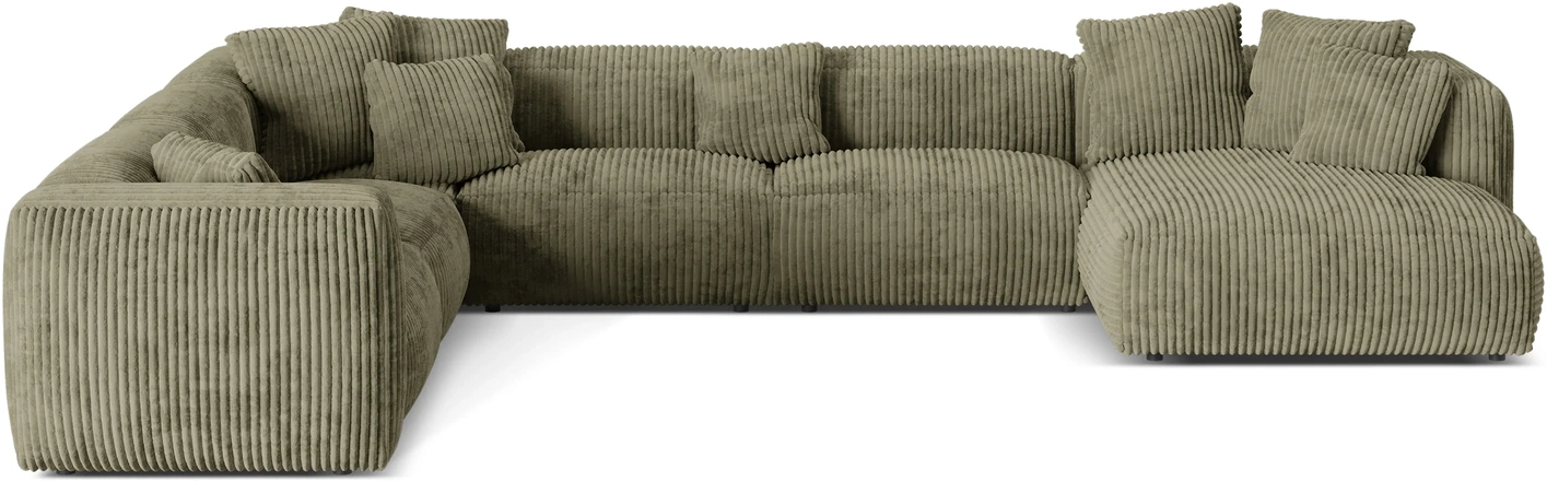 Chaiselongsofa Micadoni Martina Venstrevendt Mosgrøn Ribvelour Hjørnesofa Plads Til Personer Sædedybde