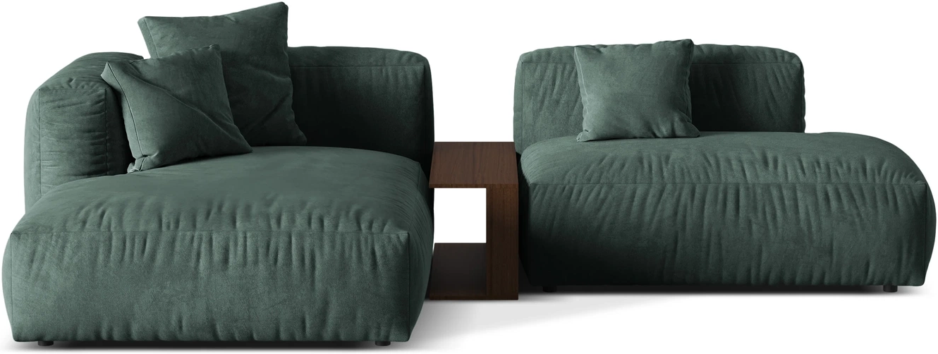 Chaiselongsofa Micadoni Martina Venstrevendt Petrol Velour 285x176