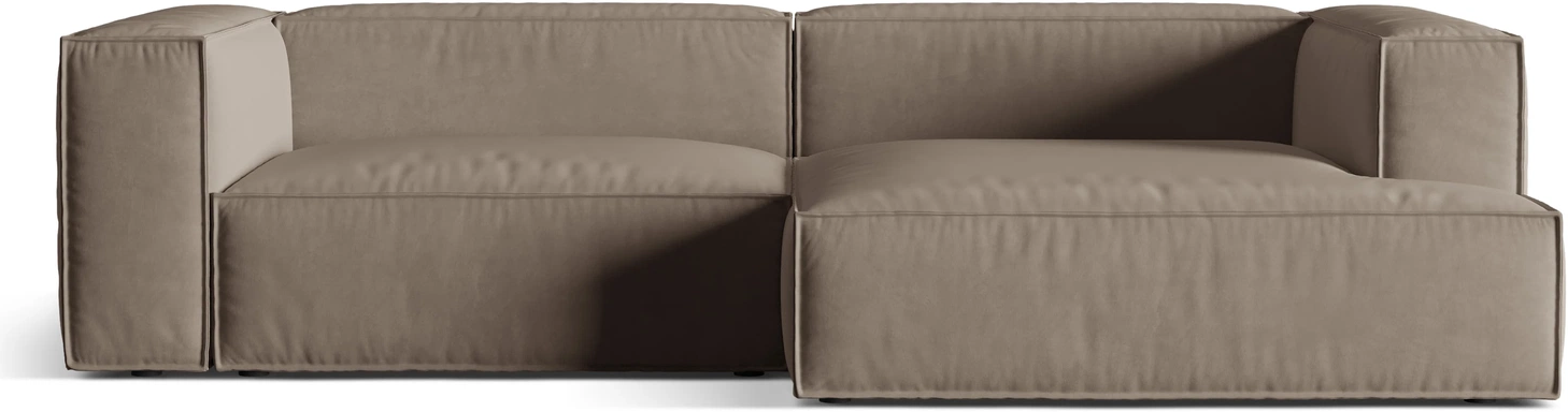 Chaiselongsofa Micadoni Nuria Højrevendt 292147 Varmgrå Velour Hjørnesofa