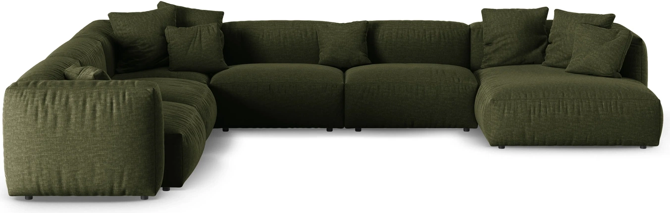 Hjørnesofa Chaiselong Micadoni Martina Venstrevendt Pers B420 D330 Grøn Boston Forest Strukturstof