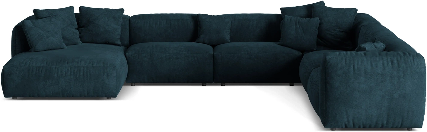 Hjørnesofa Chaiselongsofa Micadoni Martina Højrevendt Pers Velour Dyb Petrol B406xd316xh75
