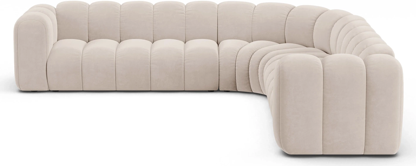 Hjørnesofa Micadoni Lupine 309x309 Personers Velour Lys Beige Cleanaboo