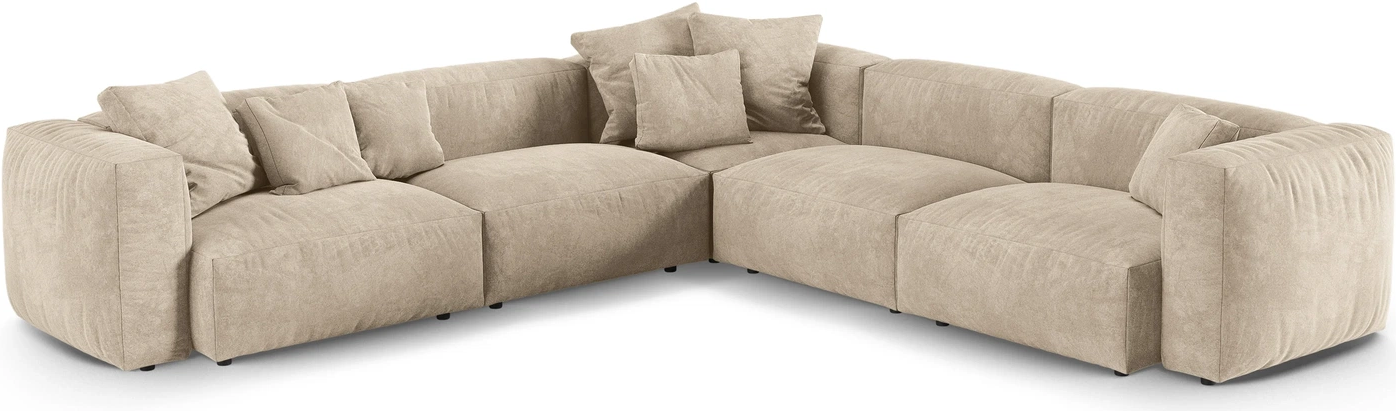 Hjørnesofa Micadoni Martina 330x330 Pers Lys Beige Velour Sædedybde