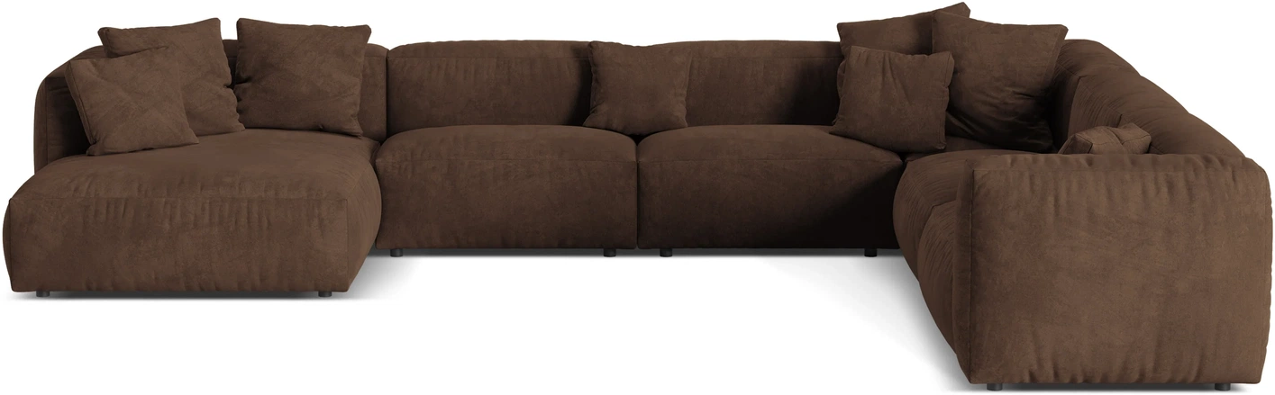 Hjørnesofa Micadoni Martina Højrevendt Chaiselong Velour Chokoladebrun B406 D316 Personer