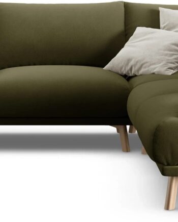 Hjørnesofa Micadoni Naomi 280280 Grøn Velour Pers Chaiselong Træben