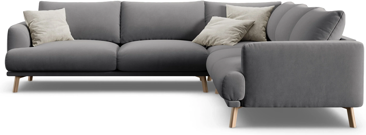 Hjørnesofa Micadoni Naomi Sæders 280x280 Grå Velour Med Chaiselong Træben