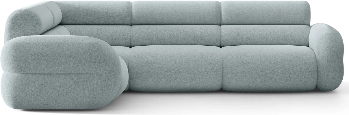 Hjørnesofa Micadoni Neo Venstrevendt Chaiselong Boucl Lys Blå 295x210