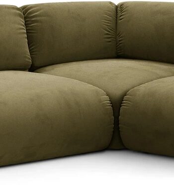 Hjørnesofa Micadoni Ophelia Personers Grøn Velour 259x259 Symmetrisk Chaiselong Liquidblocked