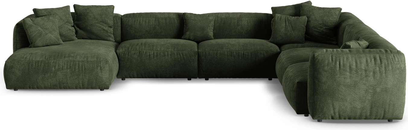 Højrevendt Hjørnesofa Chaiselongsofa Micadoni Martina Grøn Velour 420x330 Sædedybde
