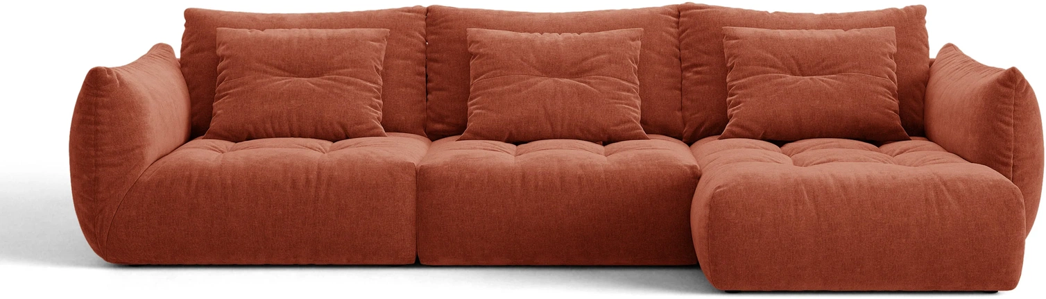Højrevendt Hjørnesofa Micadoni Bloom Chaiselong Rødbrun Tekstureret Stof 327152