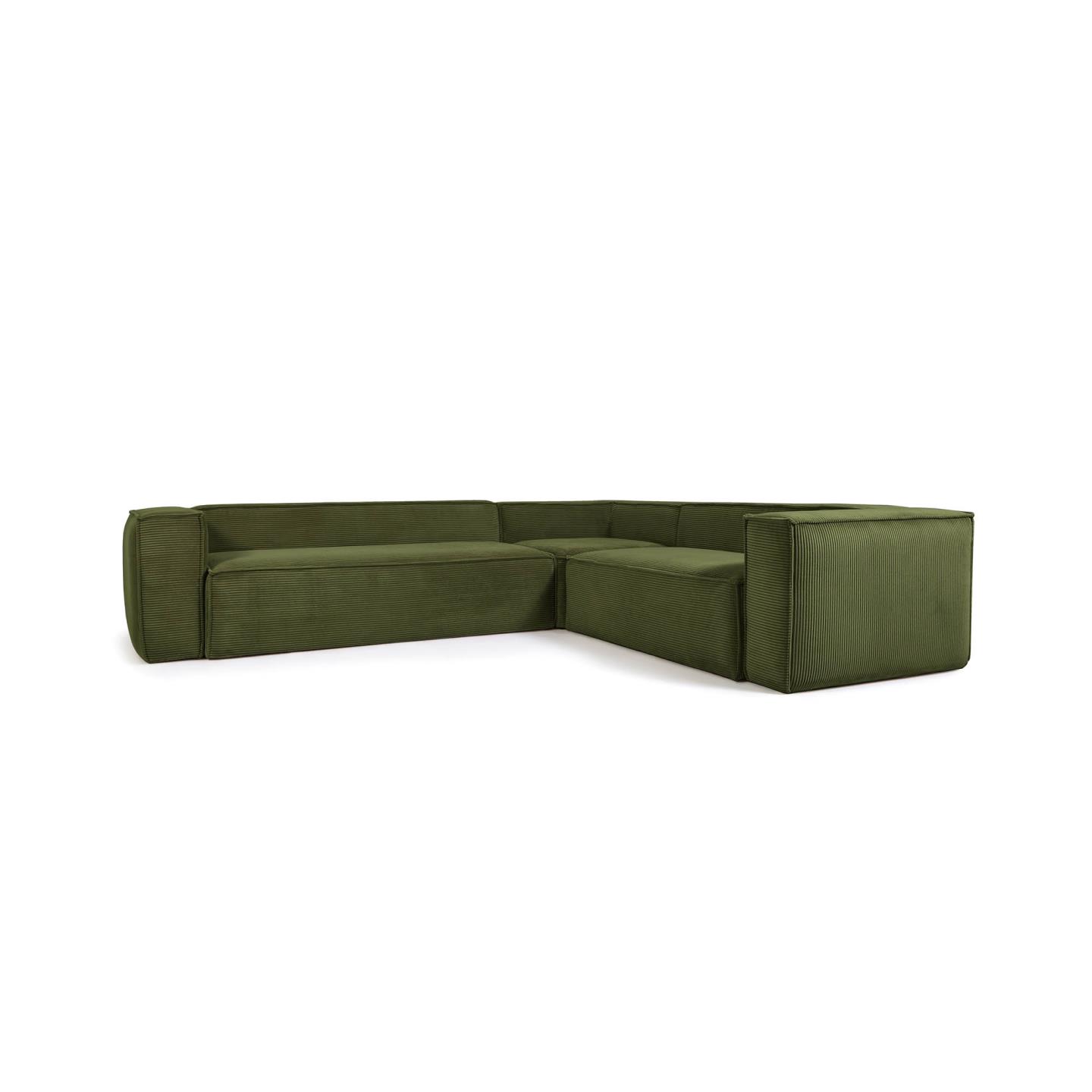 Kave Home Blok Hjørnesofa Grøn Corduroy Fløjl 320x290