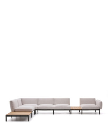 Kave Home Sorells Udendørs Modulær Pers Hjørnesofa Beige Stof Grøn Aluminium