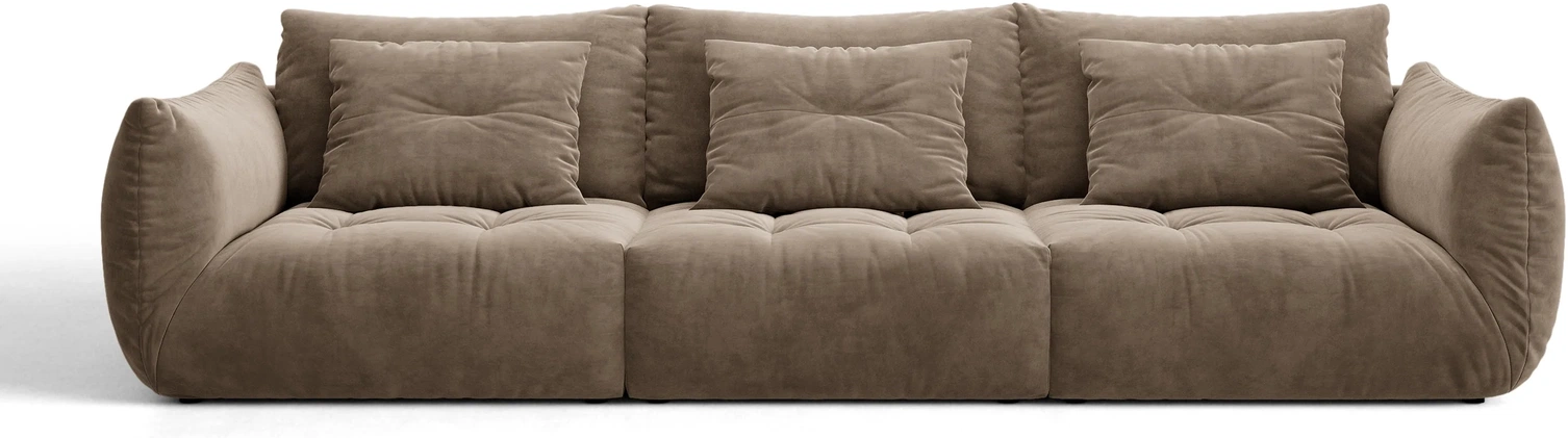 Personers Sofa Micadoni Bloom Casino Taupe Velour Lys Brun 327x107x97 Slidstærk Pletafvisende