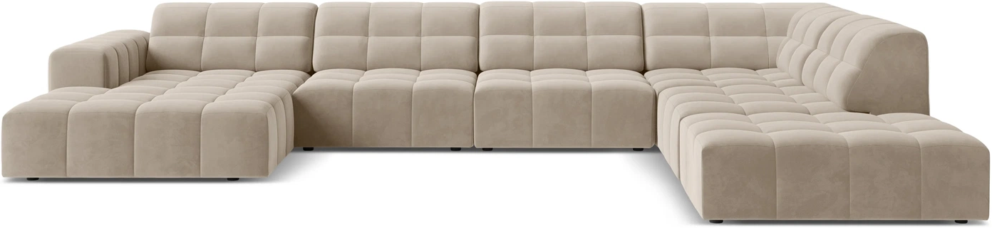 Sofa Hjørnesofa Micadoni Jennifer Højre 375263 Mørk Beige Velour Chaiselong Plads Til Personer