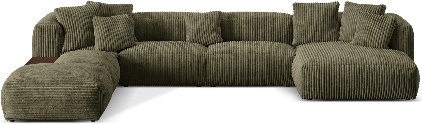 Sofa Hjørnesofa Micadoni Martina Venstrevendt Mosgrøn Ribvelour 406x280 Pers