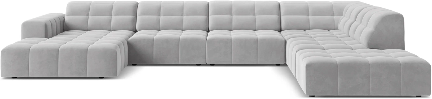 Sofa Micadoni Jennifer Højrevendt Hjørnesofa Sølv Velour 375263 Puf Til Pers