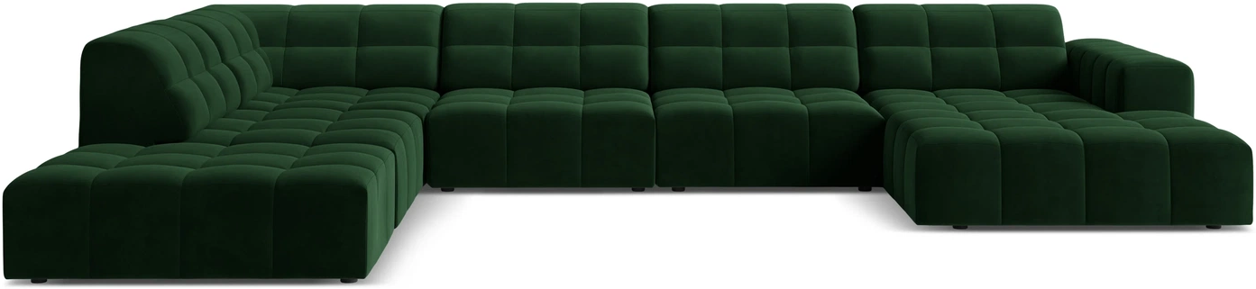 Sofa Micadoni Jennifer Venstrevendt 375 Flaskegrøn Velour Chaiselong Plads Til Personer