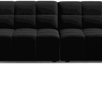 Sofa Micadoni Jennifer Venstrevendt B375 D263 H78 Sort Velour Med Chaiselong Puf Til Personer