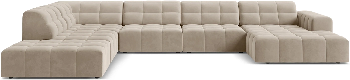 Sofa Micadoni Jennifer Venstrevendt Personers Chaiselong Mørk Beige Velour 375x263