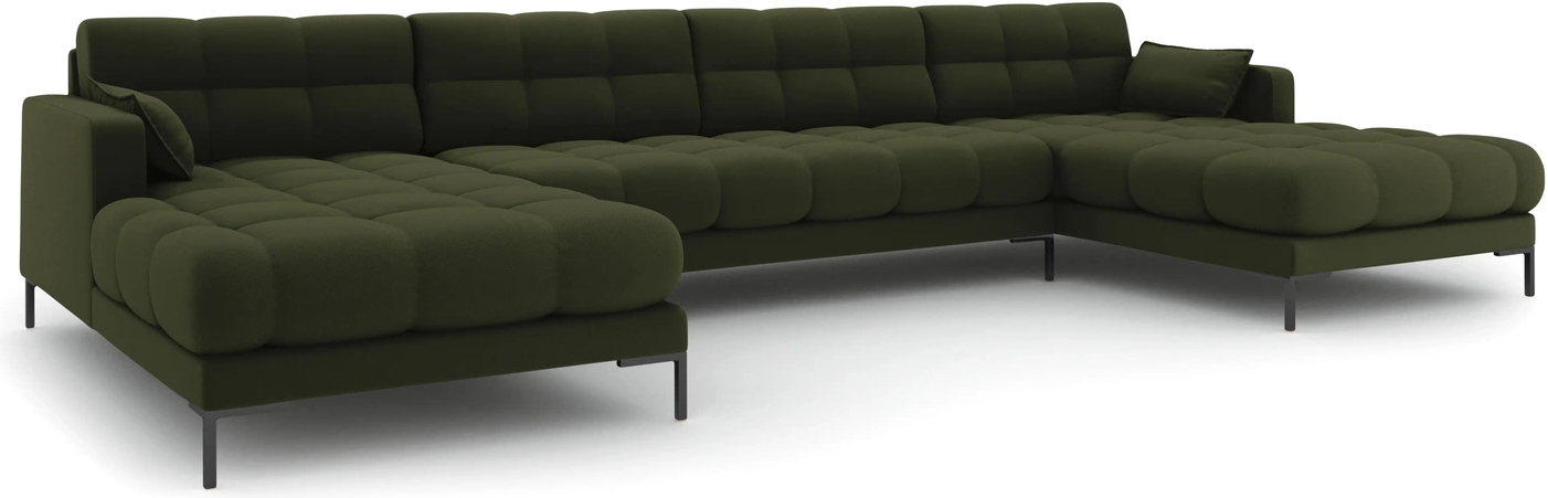 Sofa Micadoni Mamaia 383x185 Grøn Neve Strukturstof Koldskum Metalben Pers