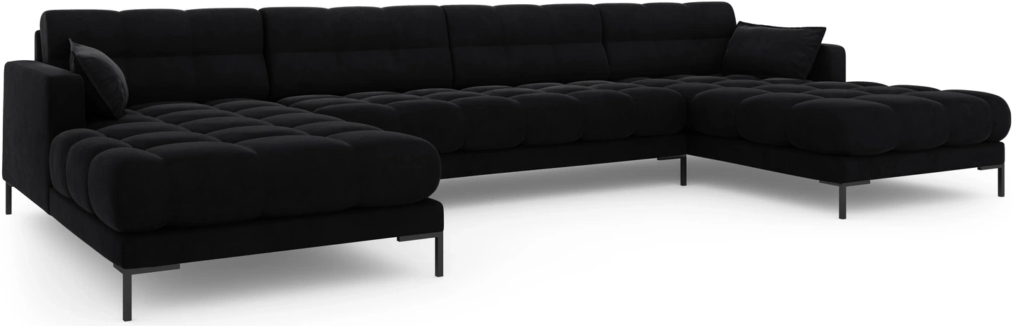Sofa Micadoni Mamaia 383x185 Sort Velour Til Pers Chaiselong Pyntepuder