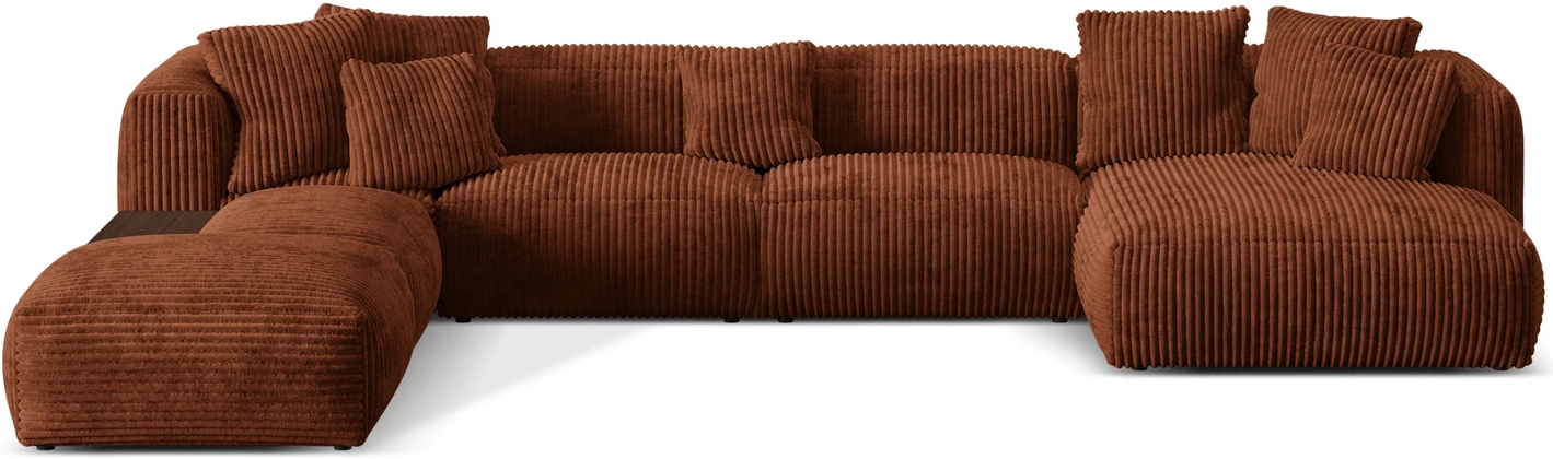 Sofa Micadoni Martina Venstrevendt Teglrød Ribvelour Tilia Personers B406xd280