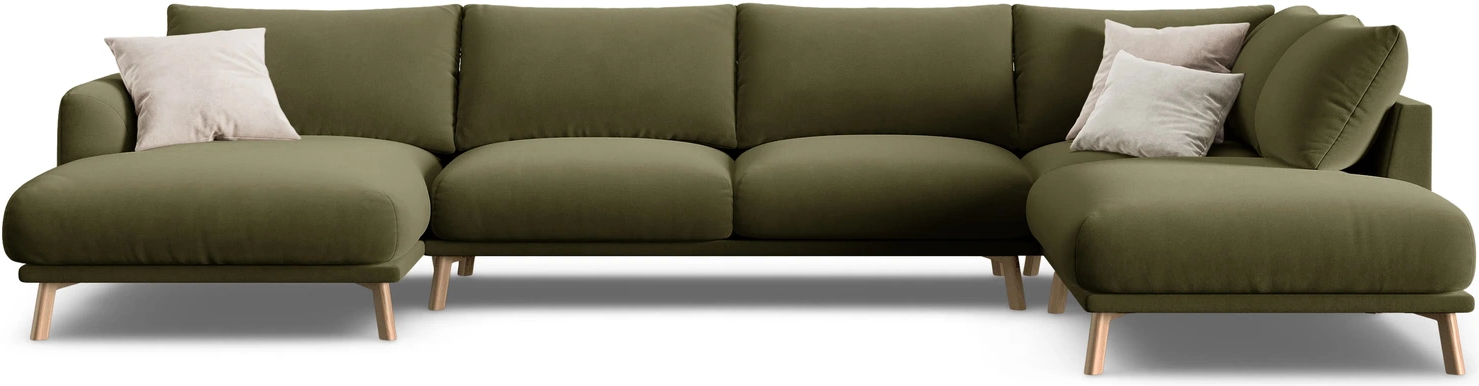 Sofa Micadoni Naomi Hjørnesofa Højrevendt 365x235 Grøn Velour Siddepladser