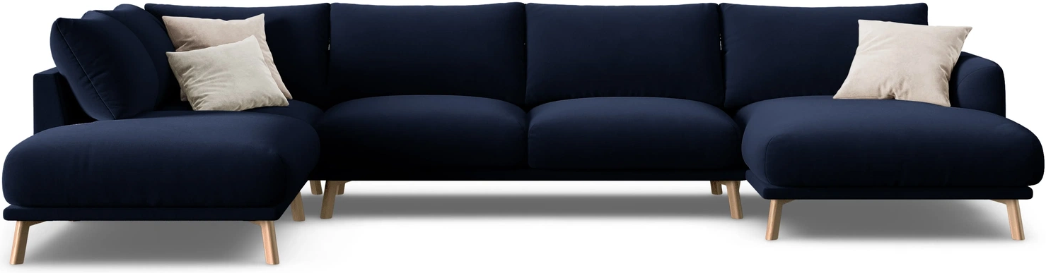 Sofa Micadoni Naomi Venstrevendt Kongeblå Velour Hjørnesofa Til Personer Træben Liquidblocked B365 D235 H75