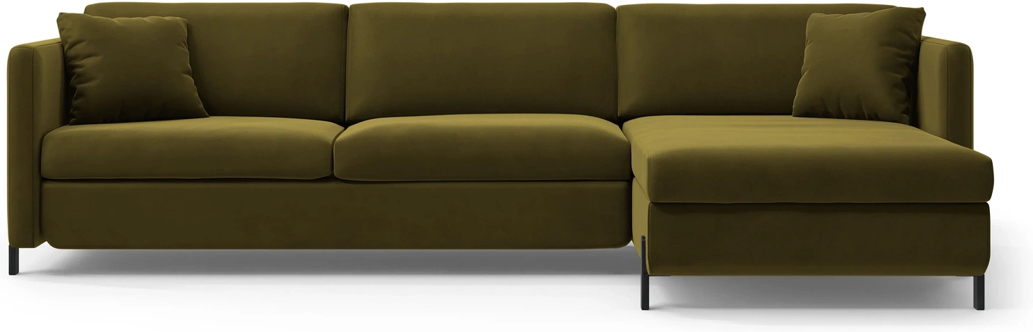 Sovesofa Chaiselong Micadoni Gloria Grøn Velour Højrevendt Soveplads 140205 Opbevaring
