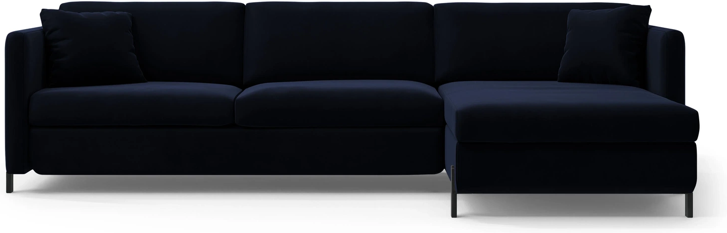 Sovesofa Med Chaiselong Micadoni Gloria Kongeblå Velour Højrevendt B266 D170 Soveplads 140x205 Opbevaring